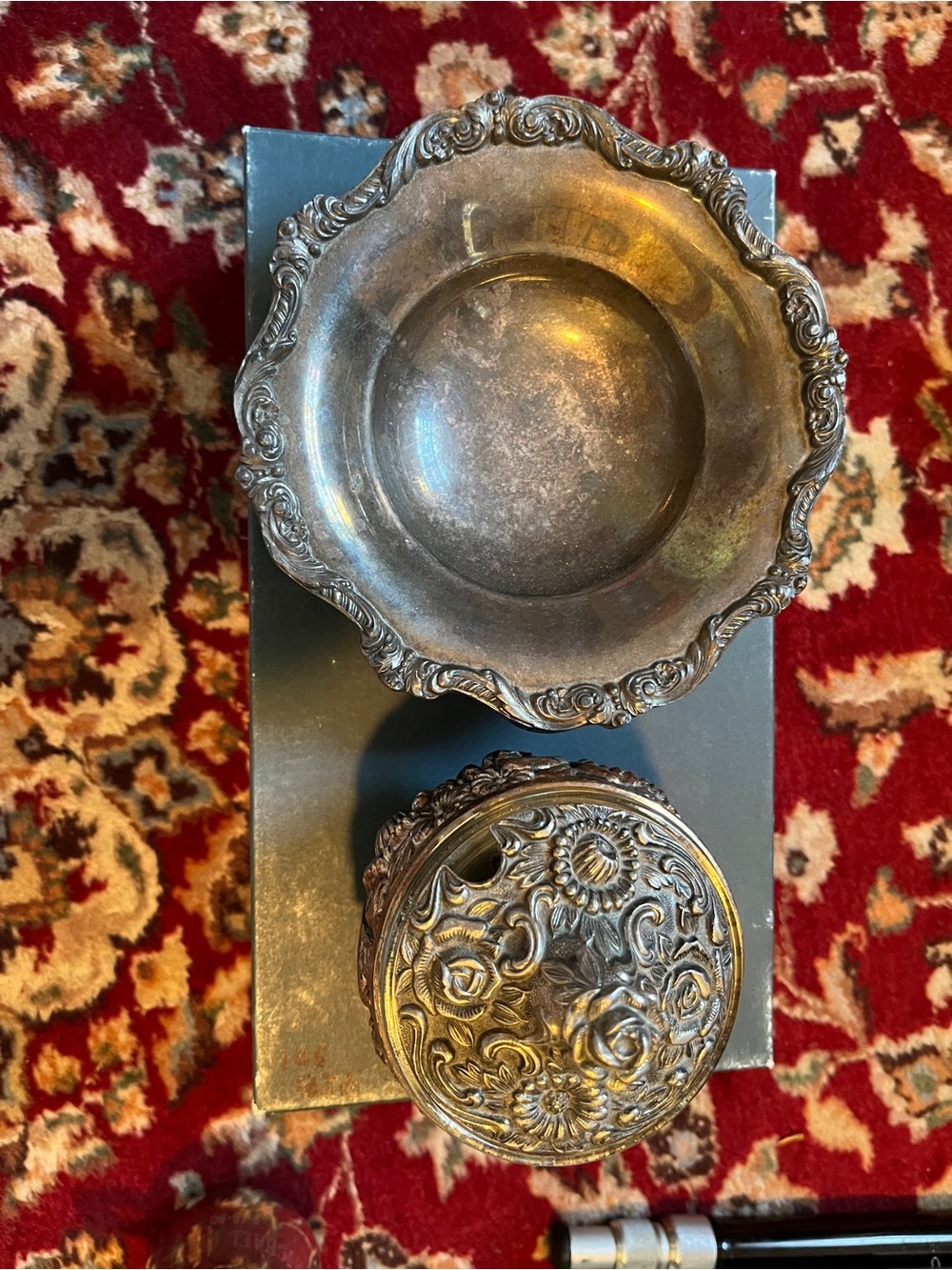 Vintage Silver Ornate Decorative Metal Bowls